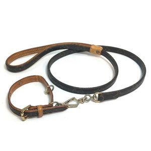 Louis Vuitton Monogram Leather Dog Collar Leash